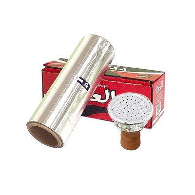 Rollo de Shisha de papel de aluminio de plata de temperatura suave con línea de corte y agujeros 145mm * 145mm