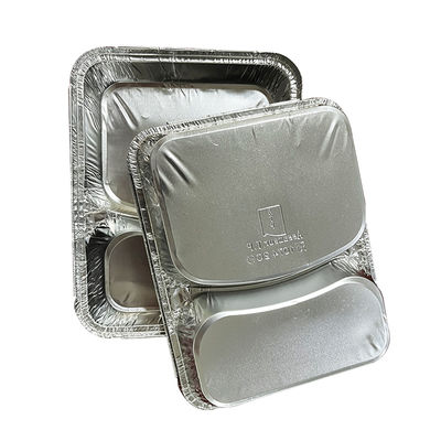 Logotipo personalizado de aluminio de aluminio de grado alimenticio envases de comida para llevar para bandejas de horneado de plata