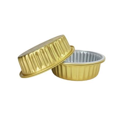 Envases de papel de aluminio dorado con tapa Barbacoa redonda desechable Contenedor de comida para llevar