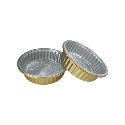 Envases de papel de aluminio dorado con tapa Barbacoa redonda desechable Contenedor de comida para llevar