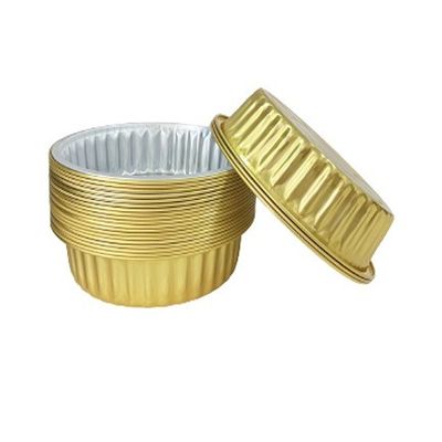 Envases de papel de aluminio dorado con tapa Barbacoa redonda desechable Contenedor de comida para llevar