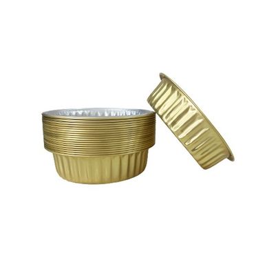 Envases de papel de aluminio dorado con tapa Barbacoa redonda desechable Contenedor de comida para llevar