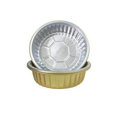 Envases de papel de aluminio dorado con tapa Barbacoa redonda desechable Contenedor de comida para llevar