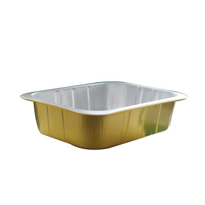 Contenedor de papel de aluminio dorado conveniente para las cajas de bandejas de pasteles para llevar y aviones