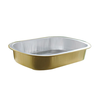 Contenedor de papel de aluminio dorado conveniente para las cajas de bandejas de pasteles para llevar y aviones