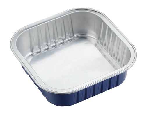 Contenedor de embalaje de alimentos para mascotas Cuadrado Caja de comida desechable de aluminio Contenedor de alimentos