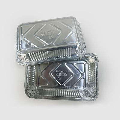 Pans de papel de aluminio desechables de plata de forma superficial y oblonga para recipientes domésticos de alimentos de aluminio