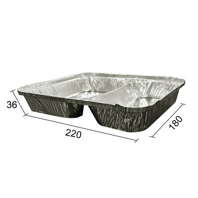 Embalaje de alimentos 2 compartimientos en la caja de comida desechable de papel de aluminio