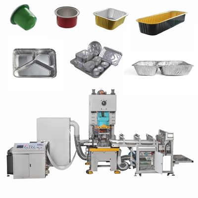 1Equipo de fabricación de contenedores de papel de aluminio desechables para aviones laminados de 3 compartimentos automáticos.5KW