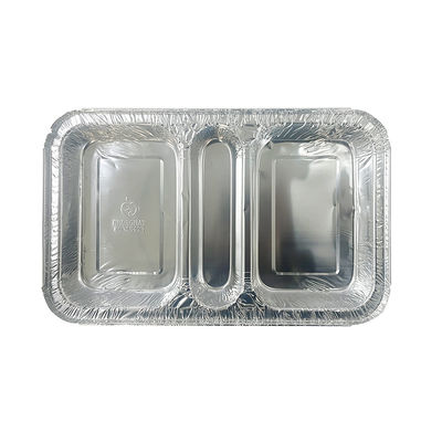 Contenedor de calidad alimentaria 3 Compartimiento 230*185*35 Rectángulo de aluminio de papel de aluminio