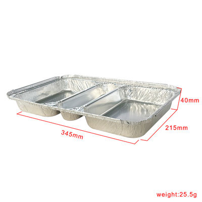 Contenedor de calidad alimentaria 3 Compartimiento 230*185*35 Rectángulo de aluminio de papel de aluminio
