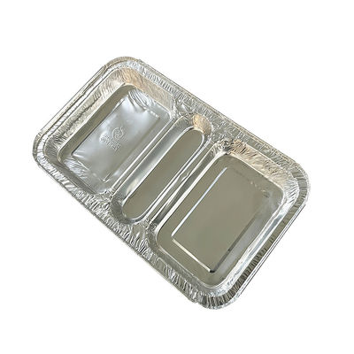 Contenedor de calidad alimentaria 3 Compartimiento 230*185*35 Rectángulo de aluminio de papel de aluminio