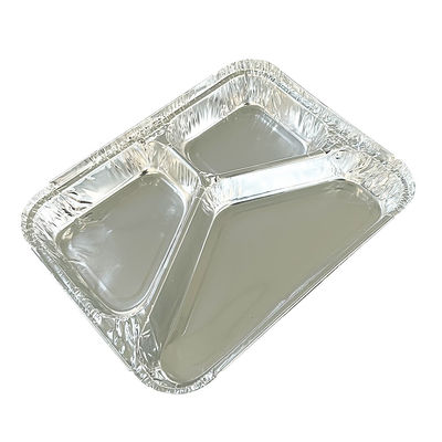 Envasado de aluminio para llevar en caja de almuerzo con recipiente desechable personalizado de 3 compartimentos