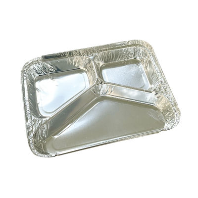 Envasado de aluminio para llevar en caja de almuerzo con recipiente desechable personalizado de 3 compartimentos
