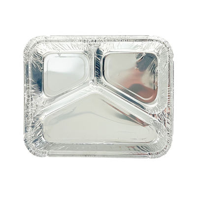 Envasado de aluminio para llevar en caja de almuerzo con recipiente desechable personalizado de 3 compartimentos