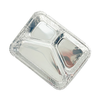 Envasado de aluminio para llevar en caja de almuerzo con recipiente desechable personalizado de 3 compartimentos