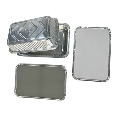 Envases de papel de aluminio rectangulares desechables, respetuosos con el medio ambiente, con tapas de cartón de papel